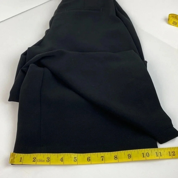 Black formal office wide leg tie waist  paper bag pleated trouser pants sz 0 - Picture 9 of 11